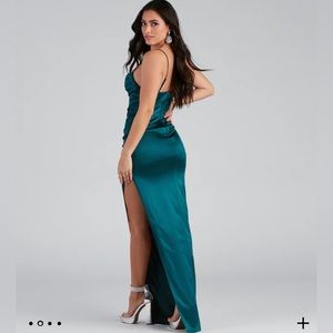 Carmella high slit corset dress